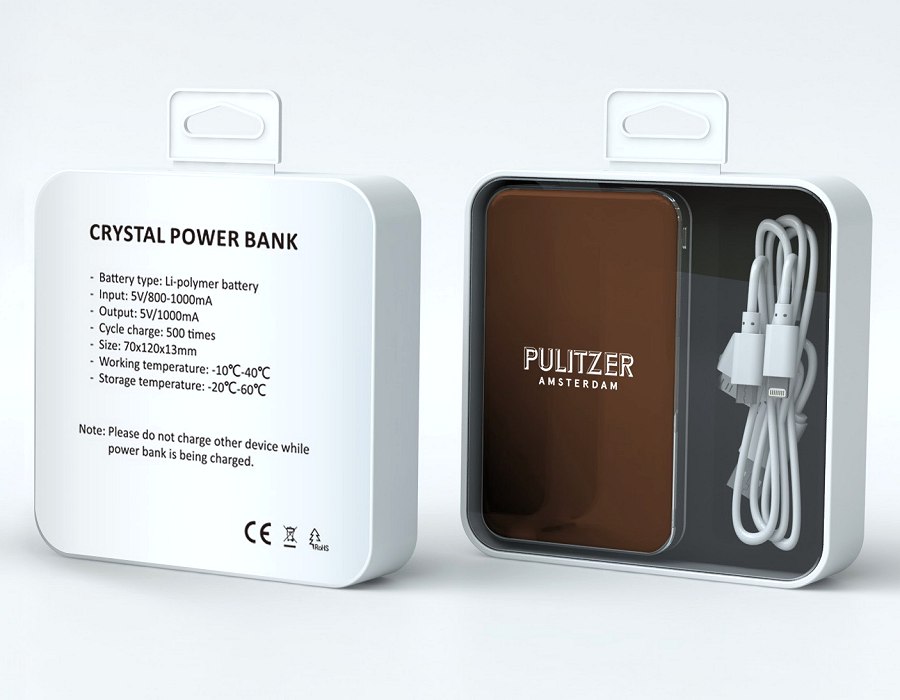 Crystal Power Bank Charger in presentation boxes