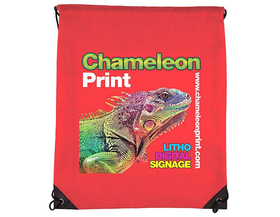 Full Colour Printed Draw String Bags Red